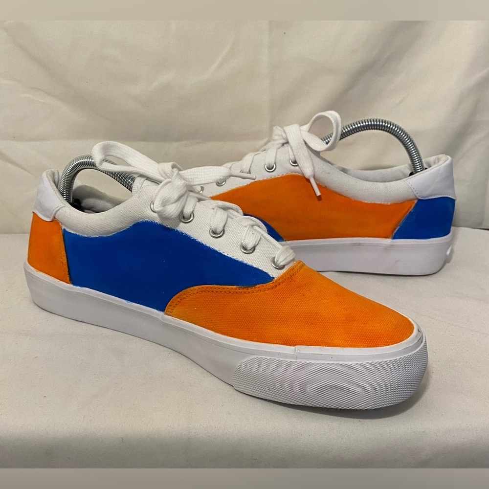Hand Painted Blue And Orange Lugz Canvas Sneakers Men’s Size 9‎
